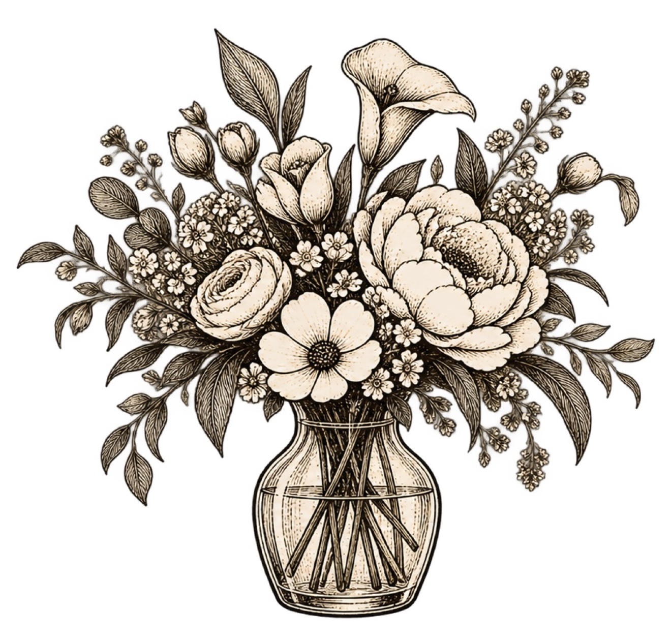 Vase arrangement illustration